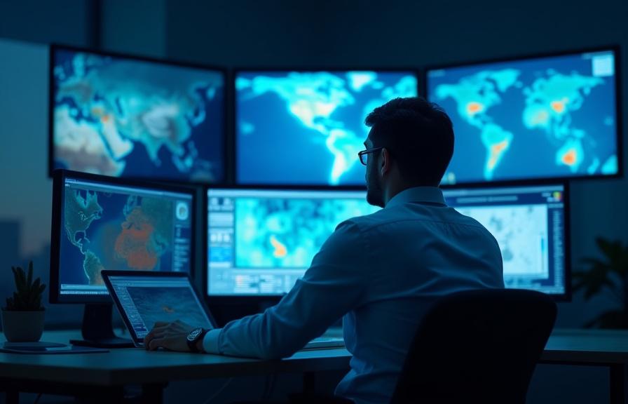 Meteorologist analyzing weather patterns for travel planning